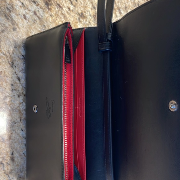 Authentic Christian Louboutin Sling Wallet with Studs, Red Interior. - Picture 5 of 9